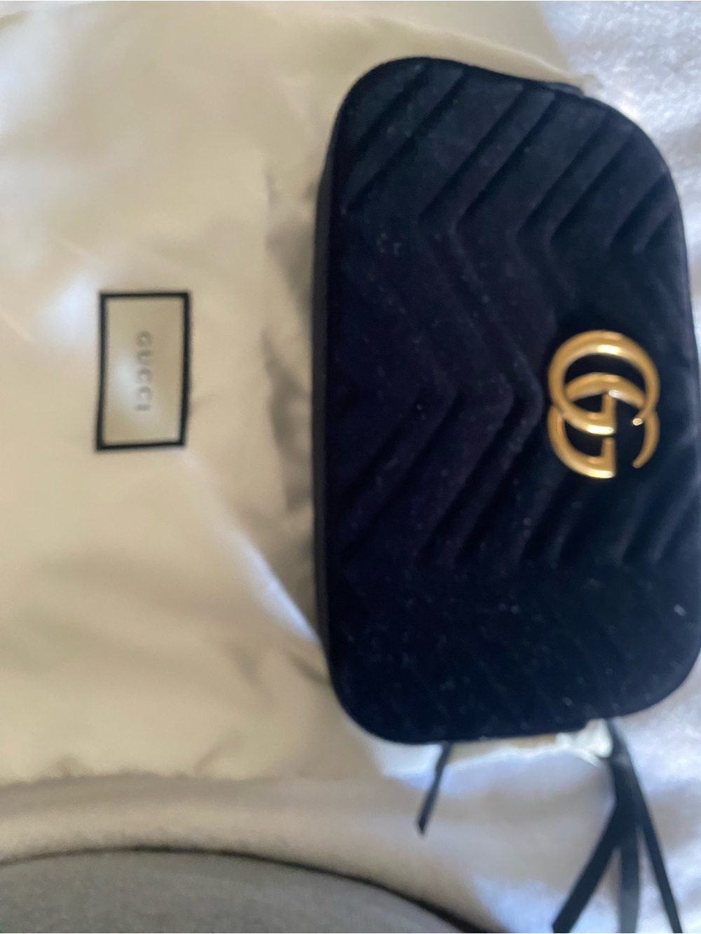 Gucci Black Velvet GG Marmont Crossbody Bag